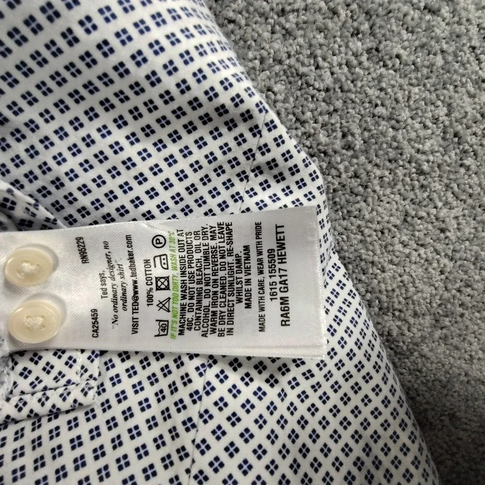 Ted Baker Endurance Dress Shirt Dotted Print Long Sleeve Blue 15.5 32/33